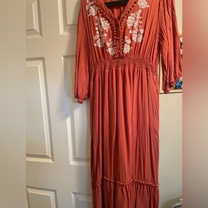 full length orange dress